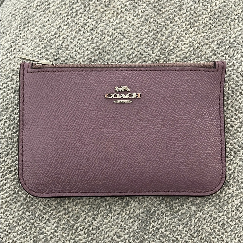 Coach Purple Pebbled Leather Wallet/Card Case/Coin